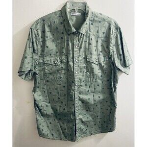 Sonoma Western Shirt Green Pearl Snap Outdoor Hunting Hiking Graphics Mens XL